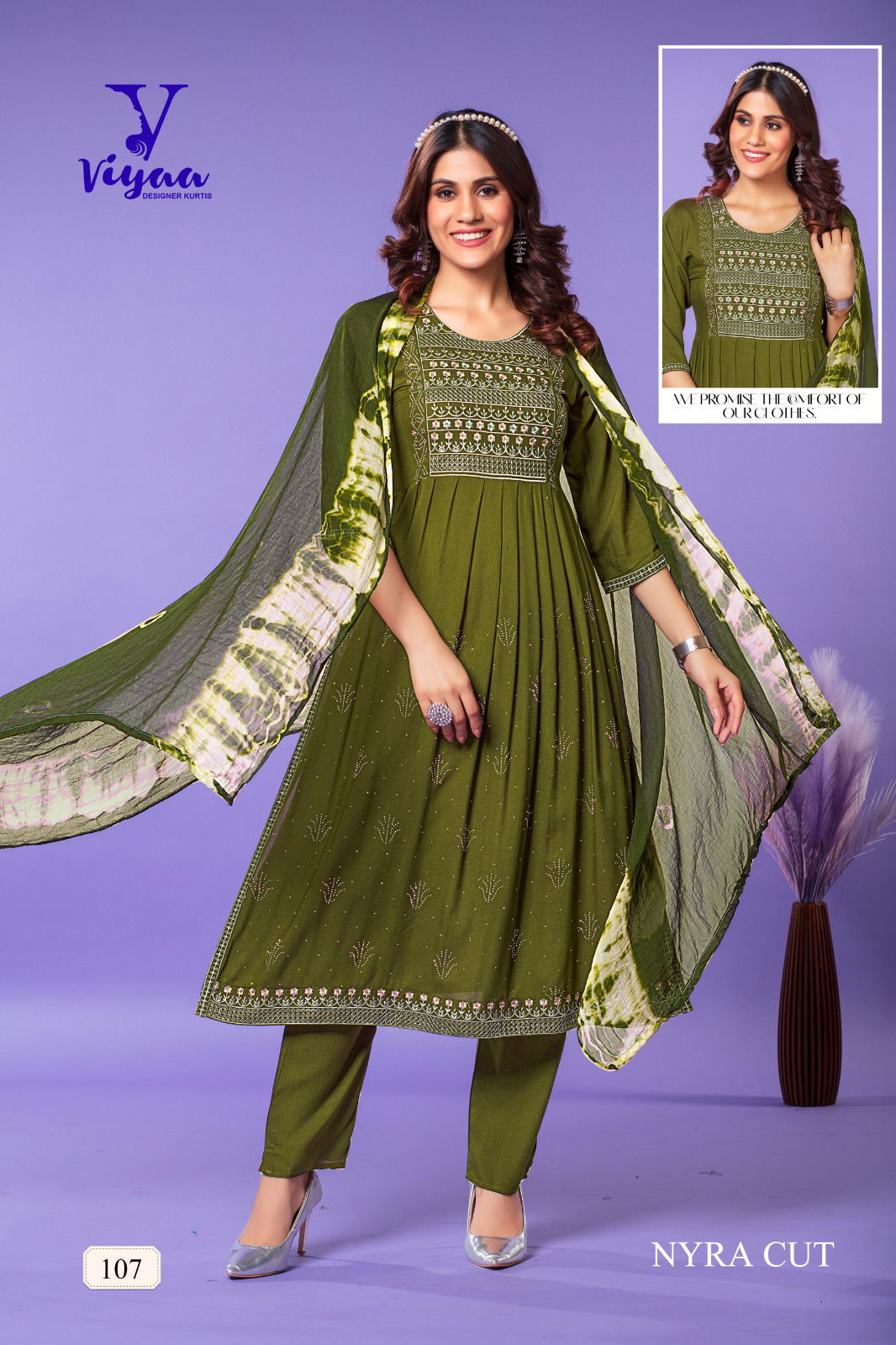 Glamour V1 By Viyaa Designer Kurti With Bottom Dupatta Catalog